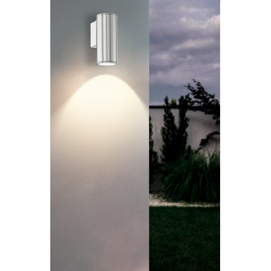Eglo 33581 - LED RGBW dimbare buitenwandlamp RIGA 1xGU10/5W/230V 2700-6500K IP44 mat chroom