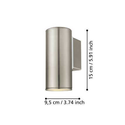 Eglo 33581 - LED RGBW dimbare buitenwandlamp RIGA 1xGU10/5W/230V 2700-6500K IP44 mat chroom