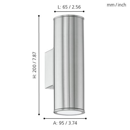 Eglo 33582 - LED RGBW dimbare buitenwandlamp RIGA 2xGU10/5W/230V IP44