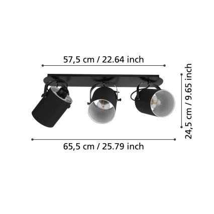 Eglo 33647 - Plafondspot VILLABATE 3xE27/10W/230V