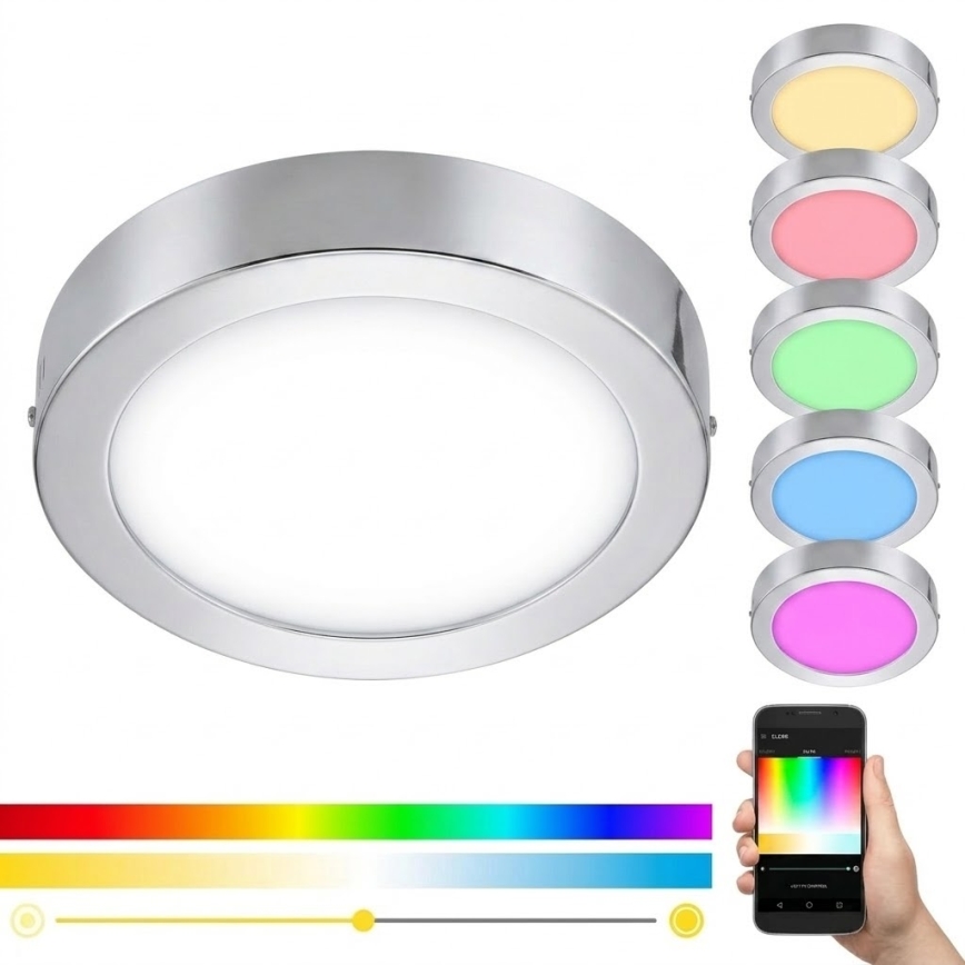 Eglo 33667 - LED RGBW dimbare plafondlamp voor badkamer FUEVA-C LED21W/230V Ø 30 cm IP44