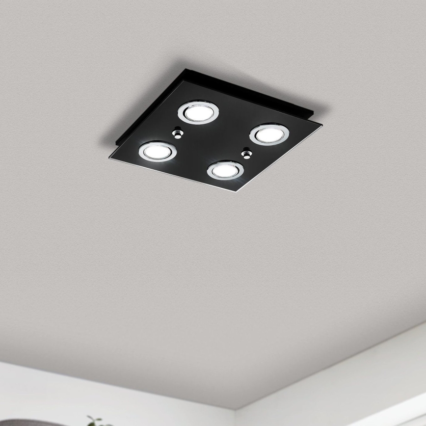Eglo 33804 - LED plafondlamp GRATTINO 4xGU10/2,8W/230V 3000K zwart