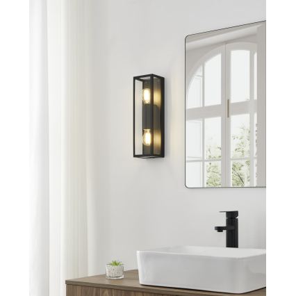 Eglo 33856 - Buitenwandlamp ALAMONTE 2xE27/60W/230V IP44 zwart