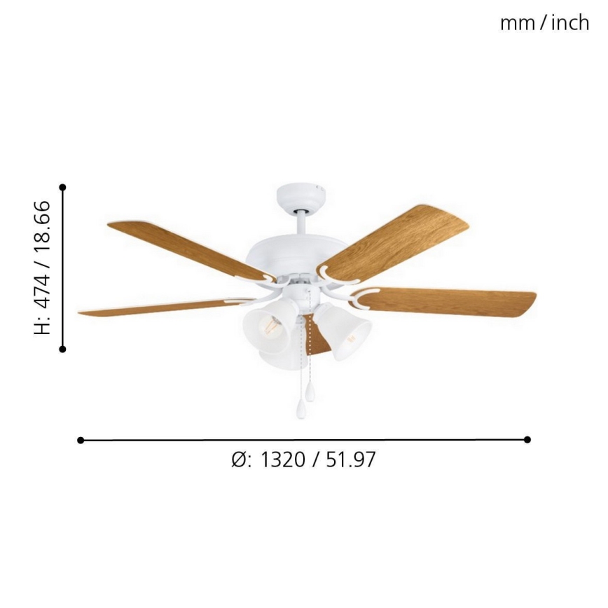 Eglo 35076 - Plafondventilator LAS PALMAS 3xE27/40W/230V bruin
