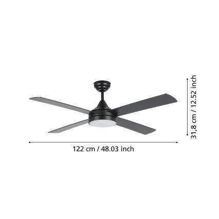 Eglo - Dimbare LED Plafond Ventilator LED/20W/230V + afstandsbediening zwart