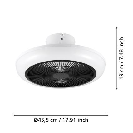 Eglo - LED Dimbaar ceiling fan LED/25,5W/230V zwart + afstandsbediening