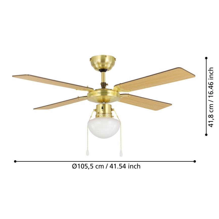 Eglo - Plafondventilator 1xE27/60W/230V goud