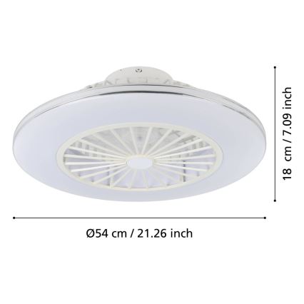 Eglo - LED-dimbare plafondventilator 3xLED/12,6W/230V Ø 55 cm wit + afstandsbediening