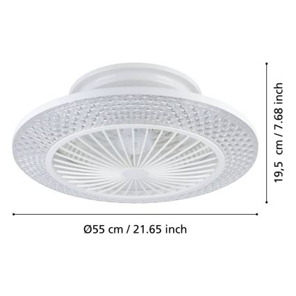Eglo - dimbare LED-plafondventilator 3xLED/12,6W/230V 2700-6500K Ø 55 cm wit + afstandsbediening