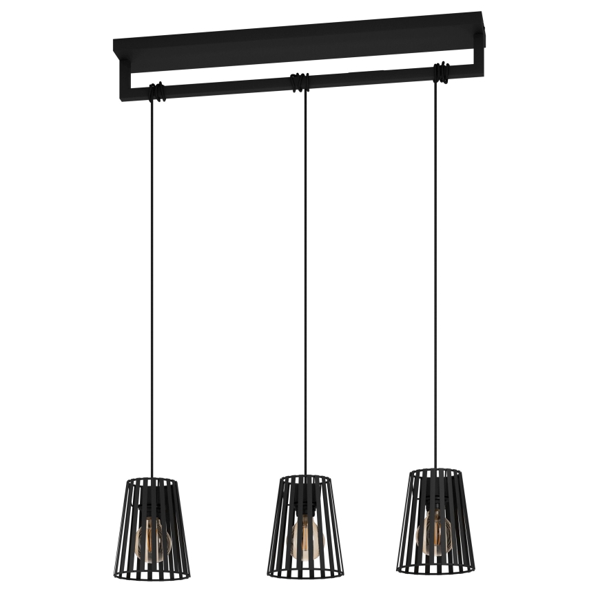 Eglo - Hanglamp aan een koord 3xE27/40W/230V zwart