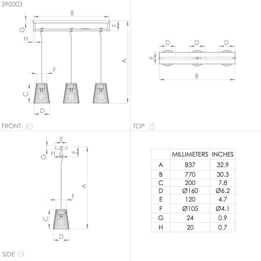 Eglo - Hanglamp aan een koord 3xE27/40W/230V zwart
