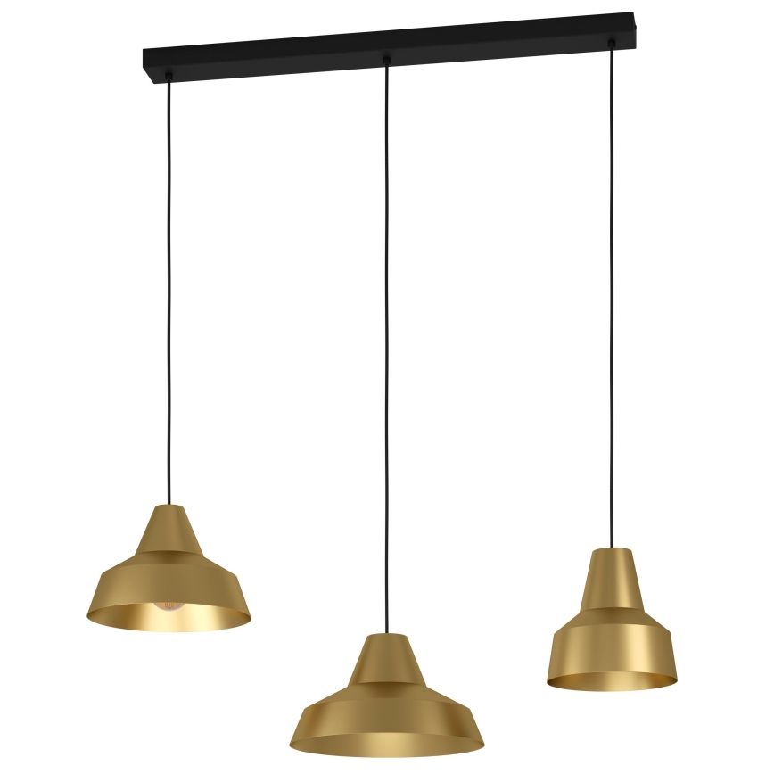 Eglo - Hanglamp aan een koord 3xE27/40W/230V goud