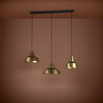 Eglo - Hanglamp aan een koord 3xE27/40W/230V goud