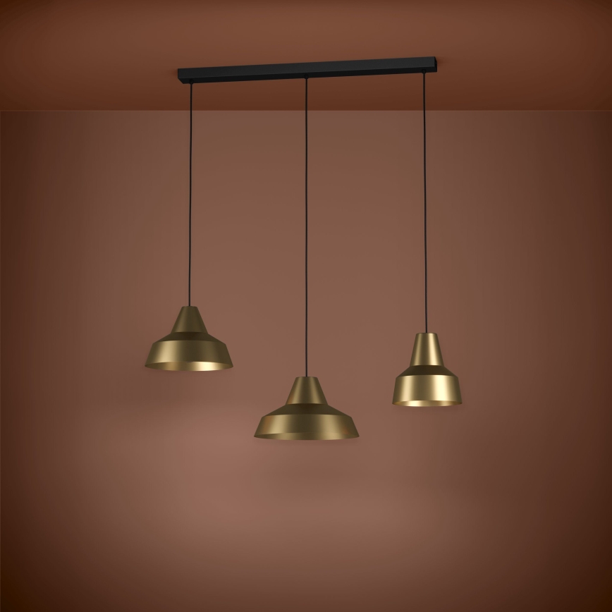 Eglo - Hanglamp aan een koord 3xE27/40W/230V goud