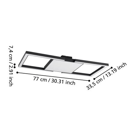 Eglo - Dimbare LED Plafondlamp LED/26,2W/230V 2700-6500K zwart + afstandsbediening