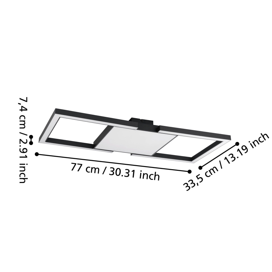 Eglo - Dimbare LED Plafondlamp LED/26,2W/230V 2700-6500K zwart + afstandsbediening