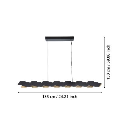 Eglo - Dimbare LED hanglamp aan een koord LED/44W/230V 3000K zwart/goud