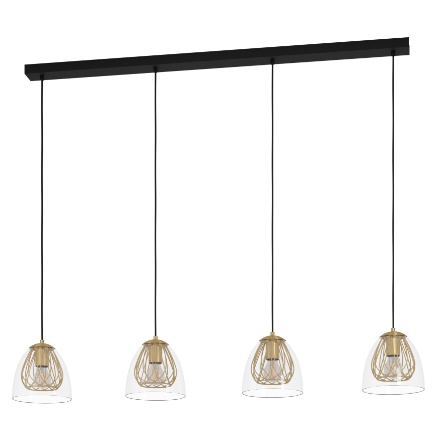 Eglo - Hanglamp aan een koord 4xE27/40W/230V goud