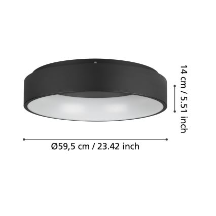 Eglo - Dimbare LED Plafondlamp LED/35,2W/230V 3000K zwart