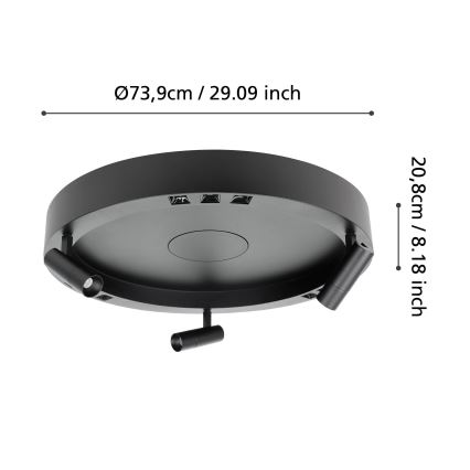 Eglo - Dimbare LED Plafondlamp 3xLED/8W/230V + 3xLED/8,5W 3000K zwart + afstandsbediening