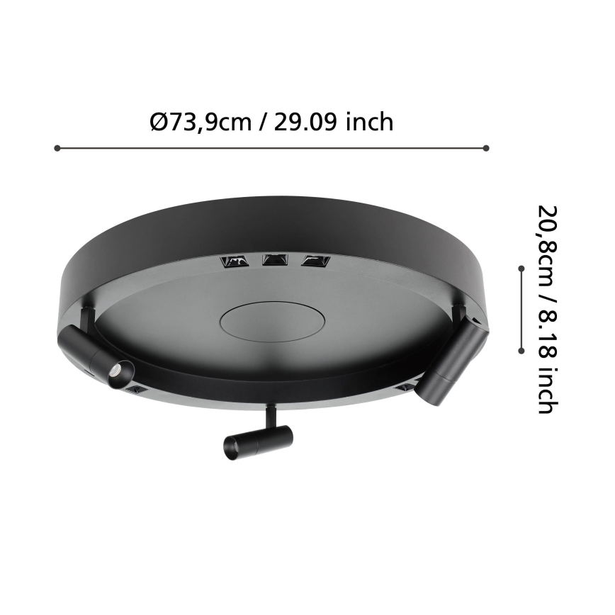 Eglo - Dimbare LED Plafondlamp 3xLED/8W/230V + 3xLED/8,5W 3000K zwart + afstandsbediening