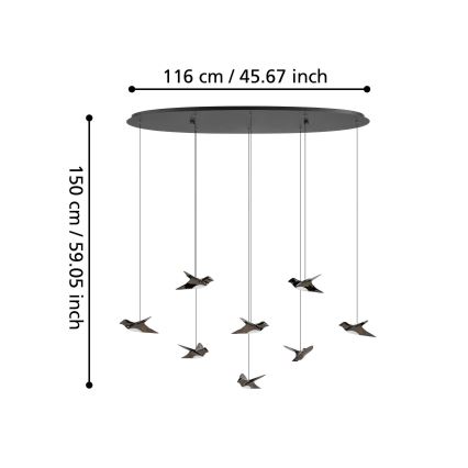 Eglo - Dimbare LED hanglamp aan een koord 8xLED/4,2W/230V 3000K zwart