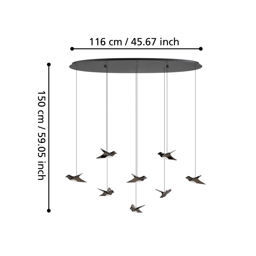 Eglo - Dimbare LED hanglamp aan een koord 8xLED/4,2W/230V 3000K zwart