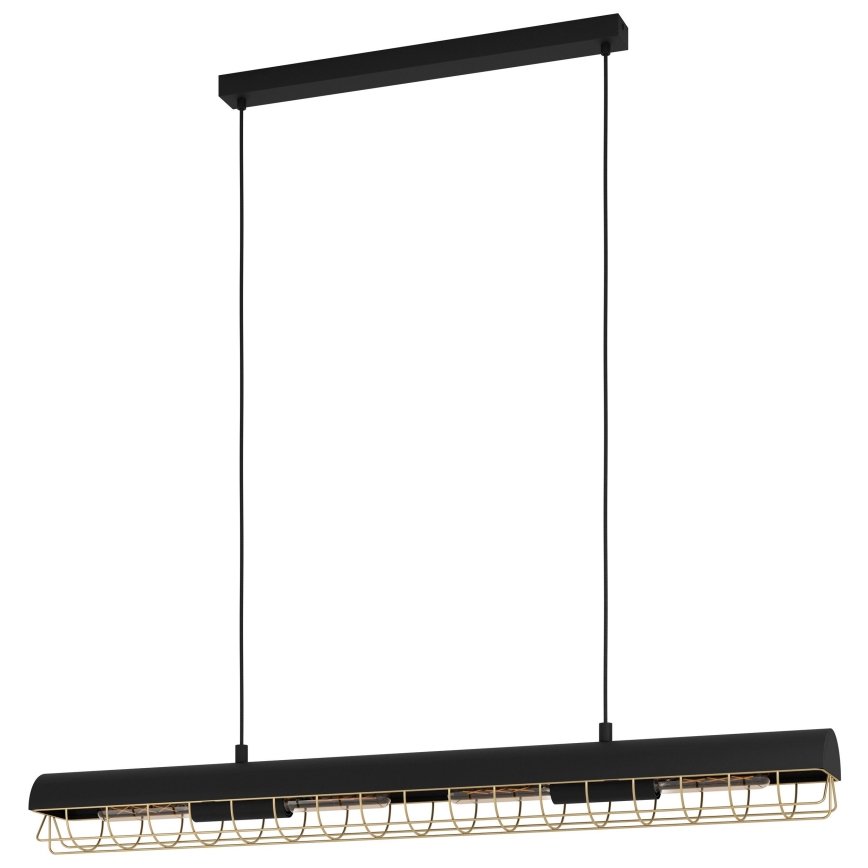 Eglo - Hanglamp aan een koord 4xE27/40W/230V zwart/goud