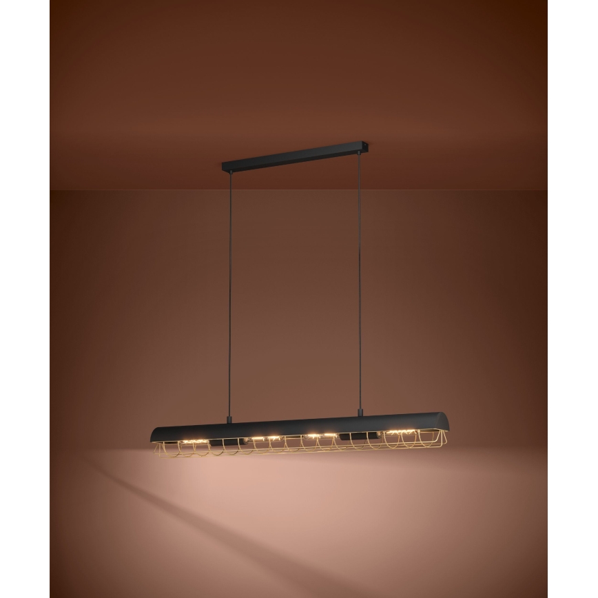 Eglo - Hanglamp aan een koord 4xE27/40W/230V zwart/goud