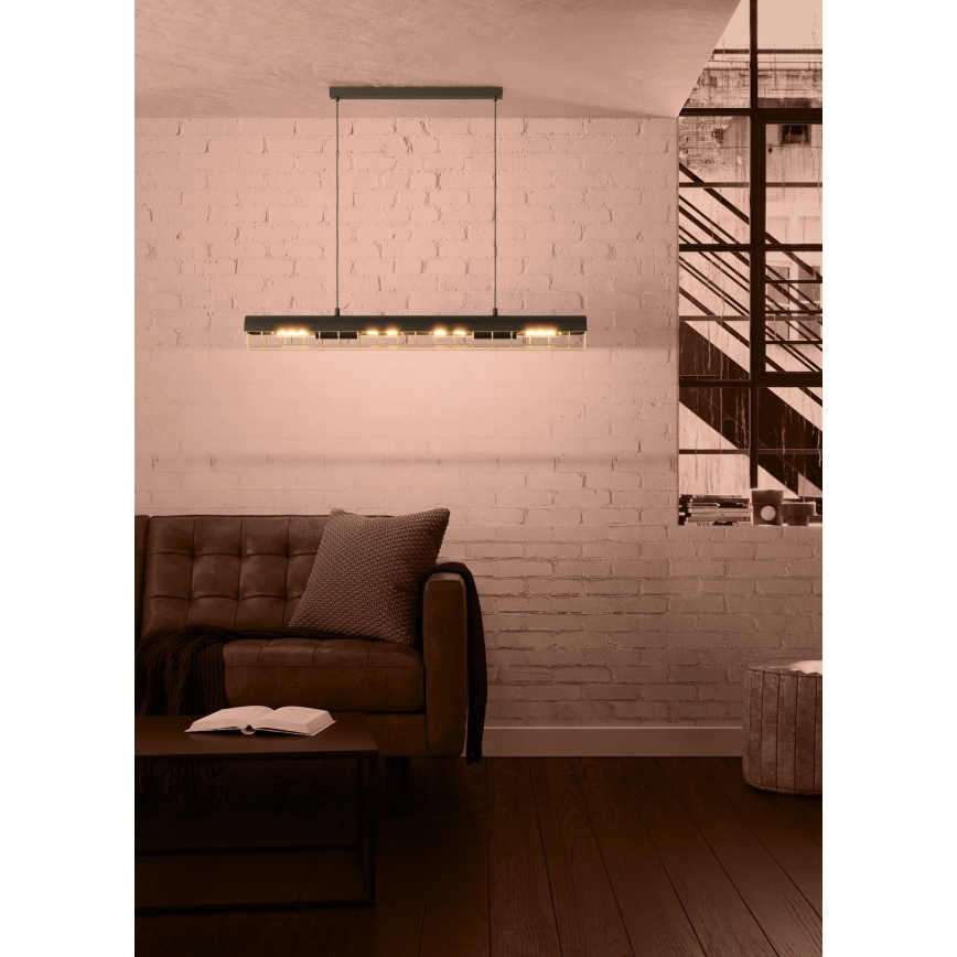 Eglo - Hanglamp aan een koord 4xE27/40W/230V zwart/goud