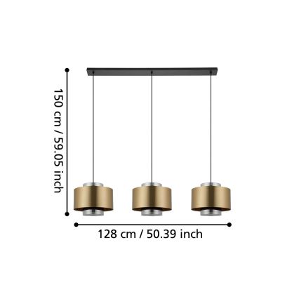 Eglo - Hanglamp aan een koord 3xE27/40W/230V goud