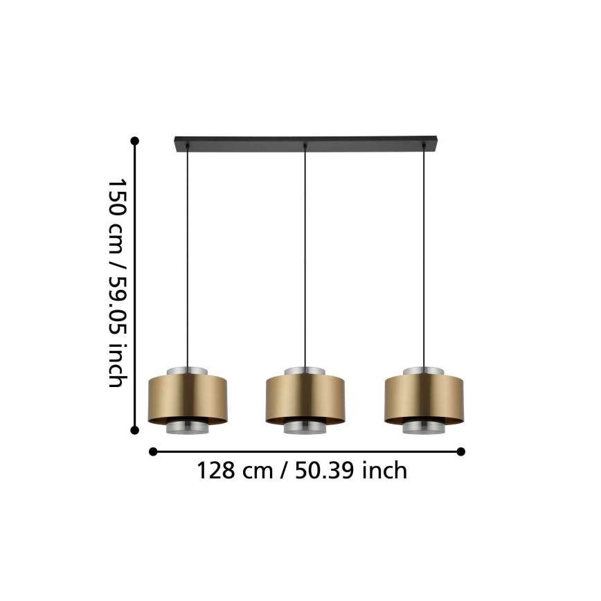 Eglo - Hanglamp aan een koord 3xE27/40W/230V goud