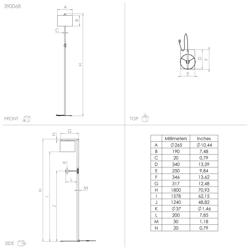 Eglo - Staande LED Lamp 1xE27/40W/230V + LED/3,8W 3000K zwart