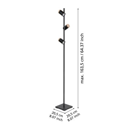 Eglo - Staande LED Lamp 3xGU10/4,5W/230V 3000K zwart/bruin