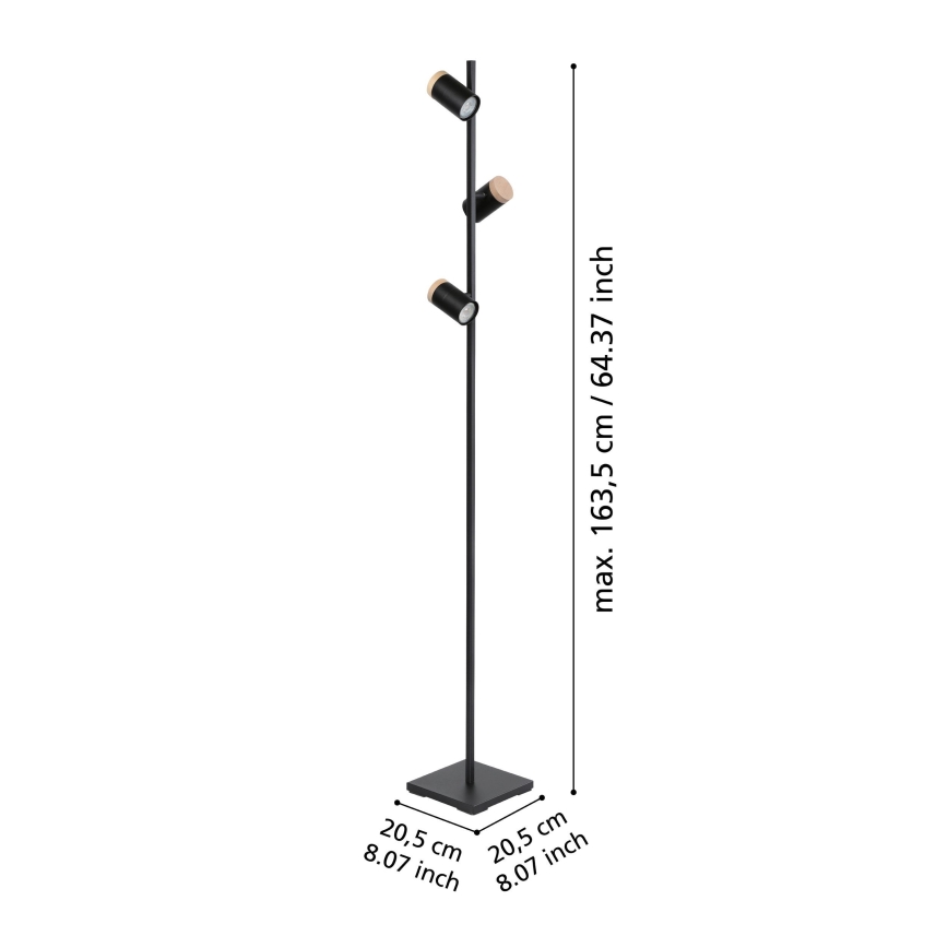 Eglo - Staande LED Lamp 3xGU10/4,5W/230V 3000K zwart/bruin