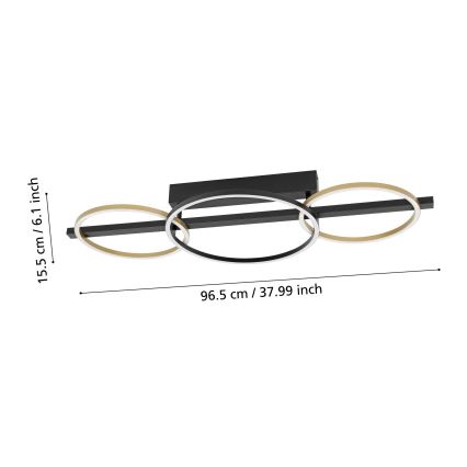 Eglo - Dimbare LED bevestigde hanglamp 2xLED/12,5W/230V + LED/15,5W 3000K zwart