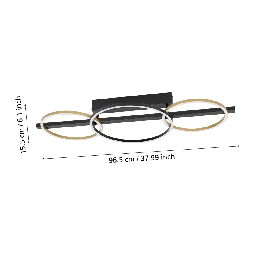 Eglo - Dimbare LED bevestigde hanglamp 2xLED/12,5W/230V + LED/15,5W 3000K zwart