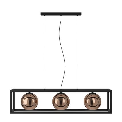 Eglo - Hanglamp aan een koord 3xE27/40W/230V koper/zwart