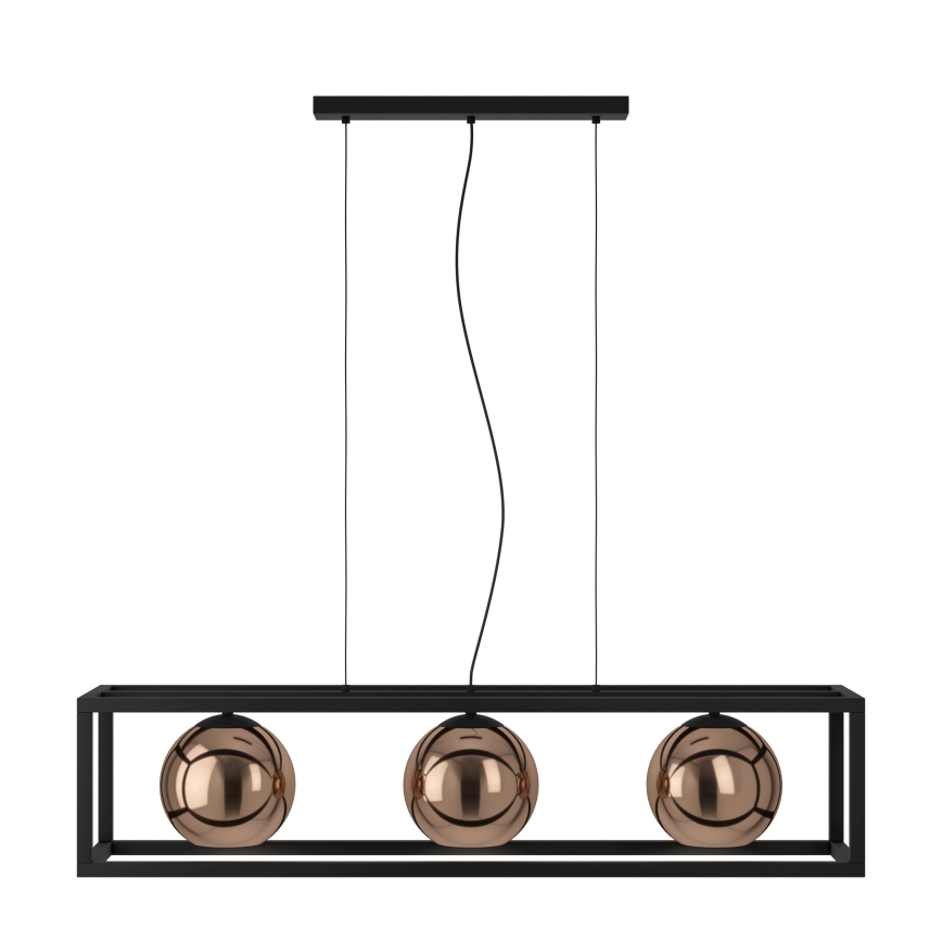 Eglo - Hanglamp aan een koord 3xE27/40W/230V koper/zwart