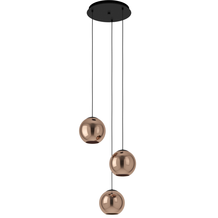 Eglo - Hanglamp aan een koord 3xE27/40W/230V koper
