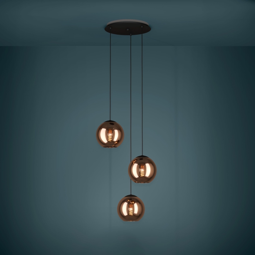 Eglo - Hanglamp aan een koord 3xE27/40W/230V koper