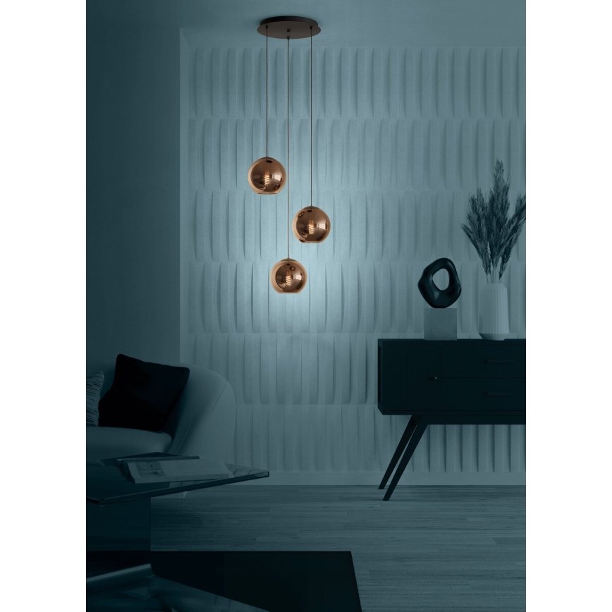 Eglo - Hanglamp aan een koord 3xE27/40W/230V koper