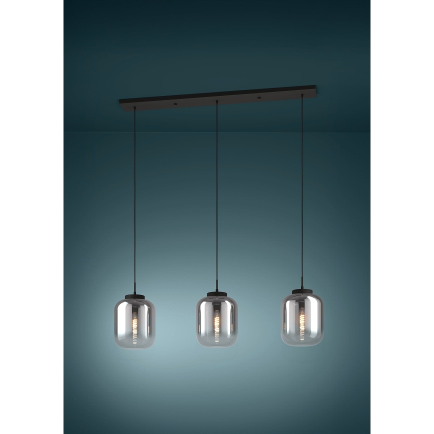 Eglo - Hanglamp aan een koord 3xE27/40W/230V gerookt