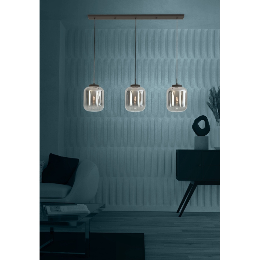 Eglo - Hanglamp aan een koord 3xE27/40W/230V gerookt