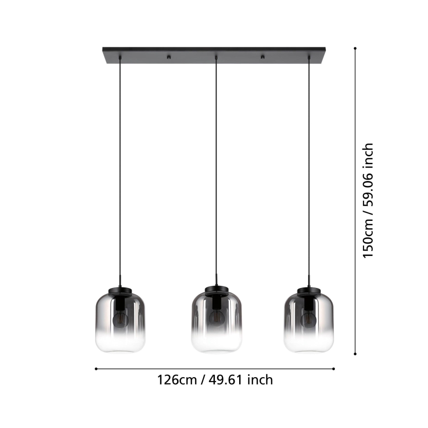Eglo - Hanglamp aan een koord 3xE27/40W/230V gerookt