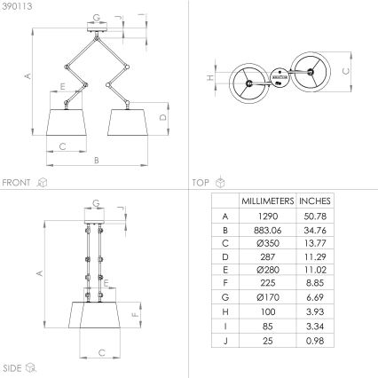 Eglo - Hanglamp met vaste pendel 2xE27/40W/230V zwart