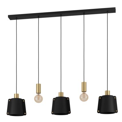 Eglo - Hanglamp aan een koord 5xE27/40W/230V zwart/goud