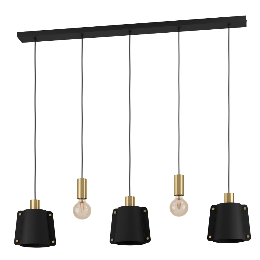 Eglo - Hanglamp aan een koord 5xE27/40W/230V zwart/goud