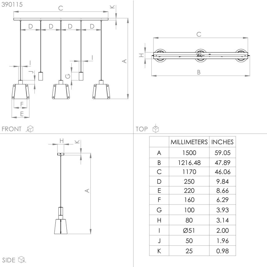 Eglo - Hanglamp aan een koord 5xE27/40W/230V zwart/goud