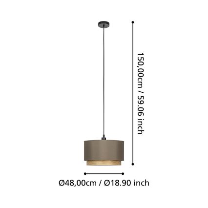 Eglo - Hanglamp aan een koord 1xE27/40W/230V bruin